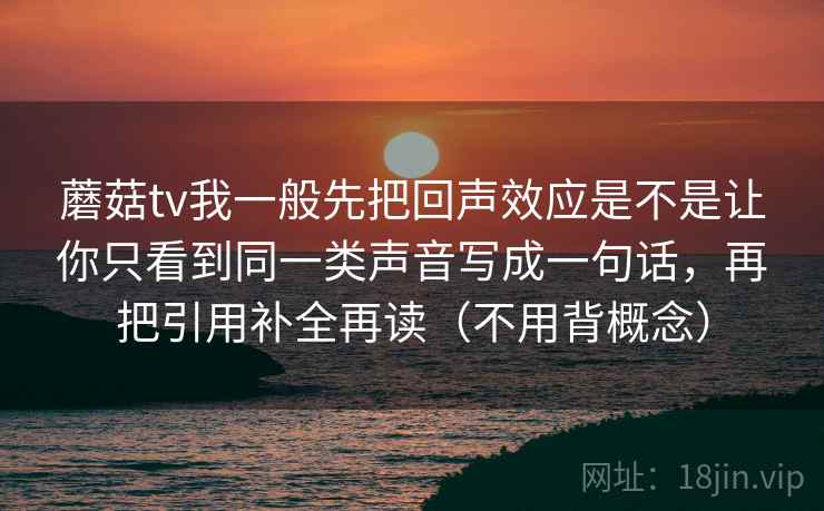 蘑菇tv我一般先把回声效应是不是让你只看到同一类声音写成一句话，再把引用补全再读（不用背概念）